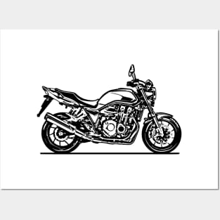 CB1300 Super Four Motorcycle Sketch Art Posters and Art